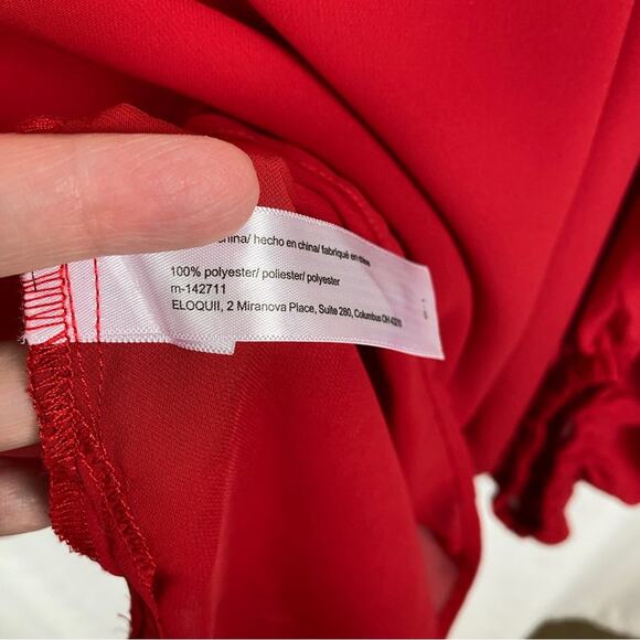 Eloquii Red Georgette Drama Sleeve Blouse Sz.26W - Picture 10 of 12